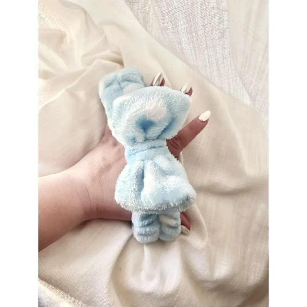 Light blue with white poka dot headband